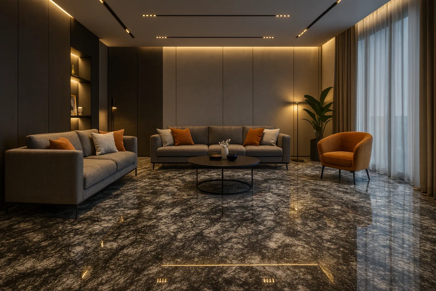 Natural stone wall in a refined interior
